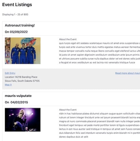 GravityView List View screenshot