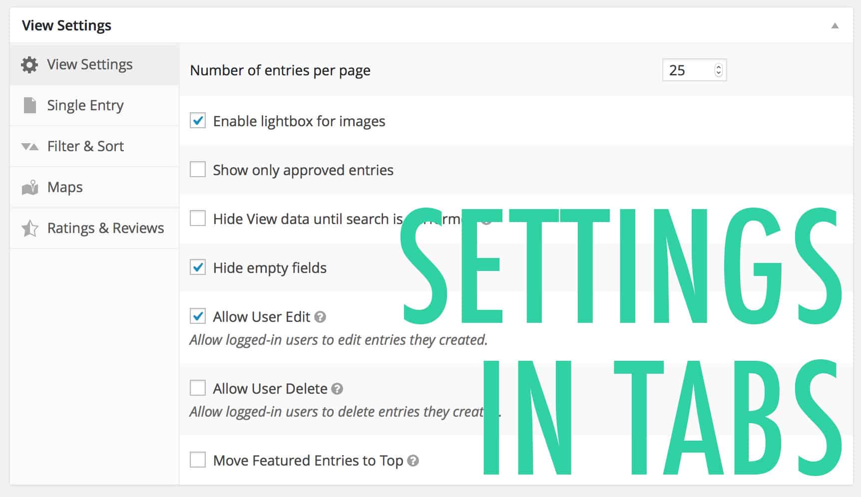 Tabbed settings FTW.