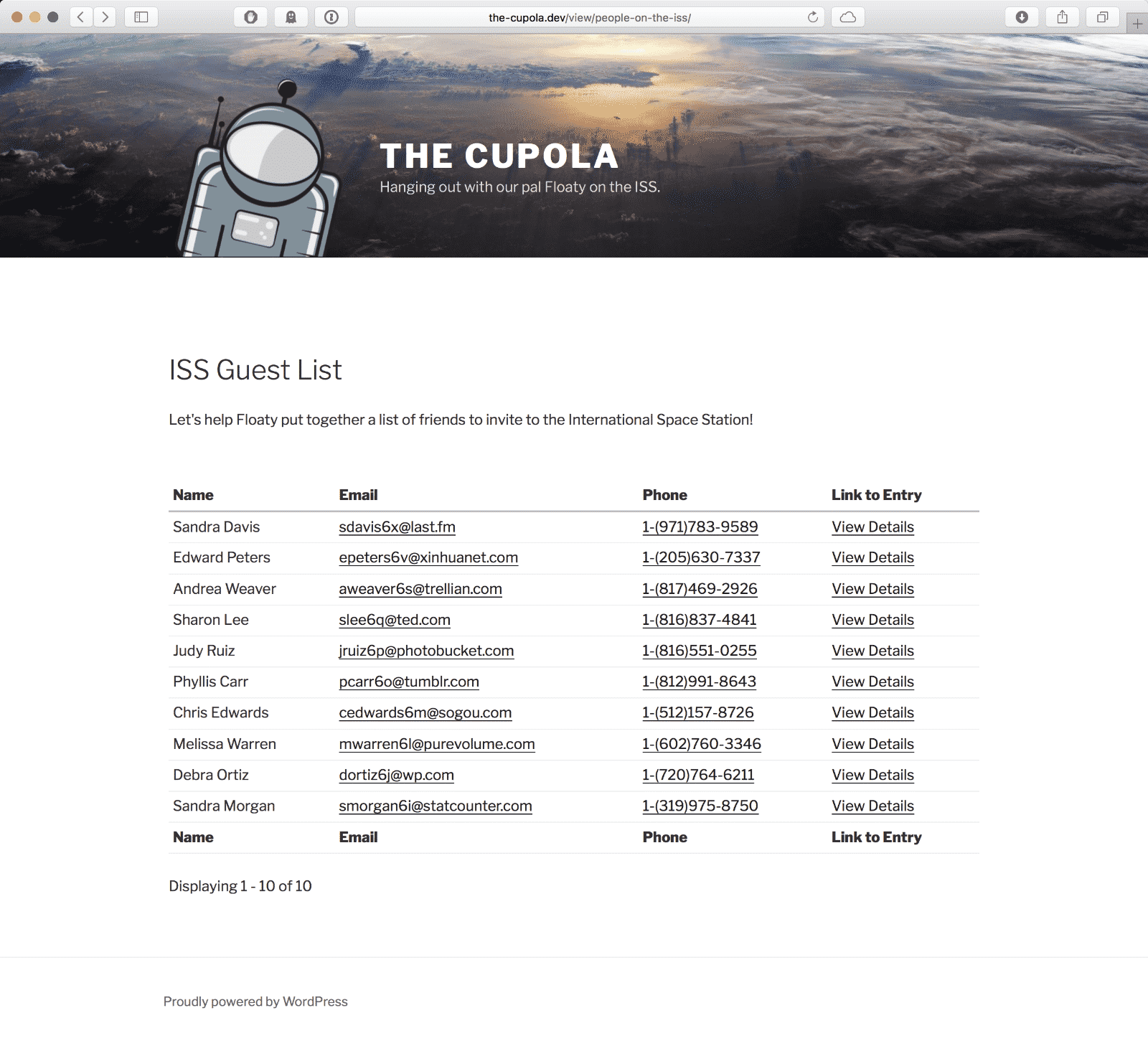 A GravityView table showing only approved entries.