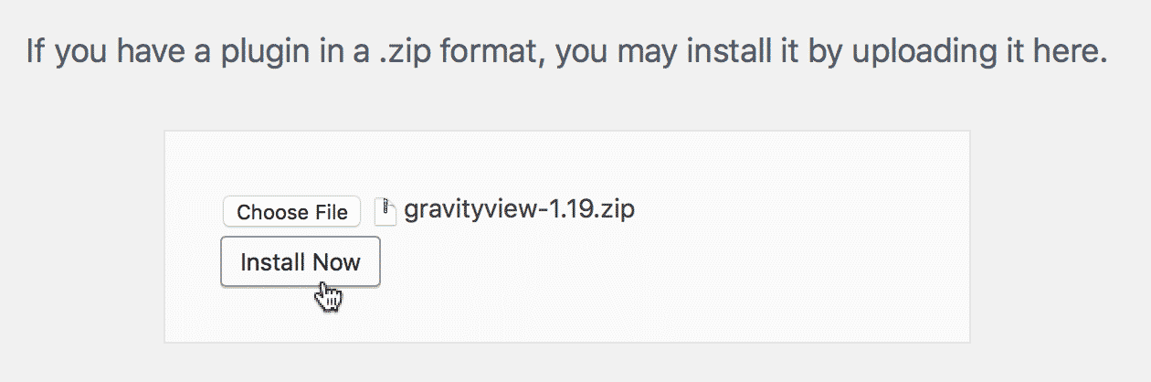 The Install Now button on the GravityView Plugin page