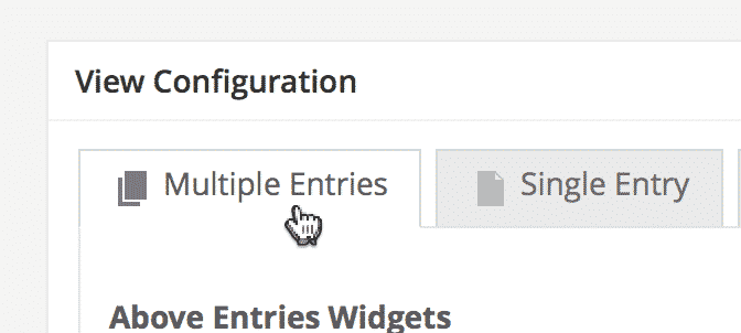 Screenshot of the Multiple Entries tab inside the View editor