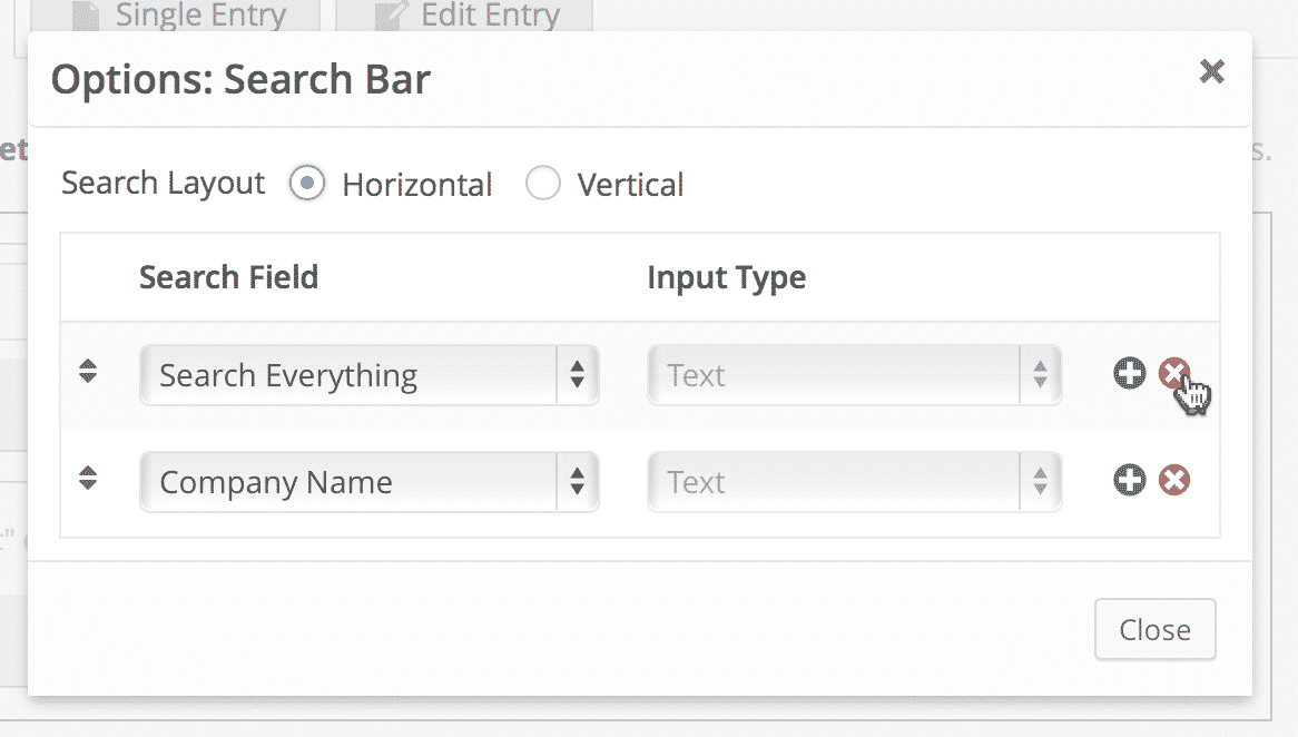 Screenshot of the Search Bar modal
