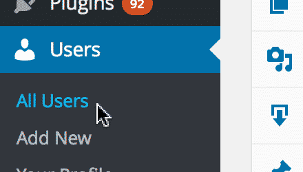 Screenshot showing the All Users page under the Users menu