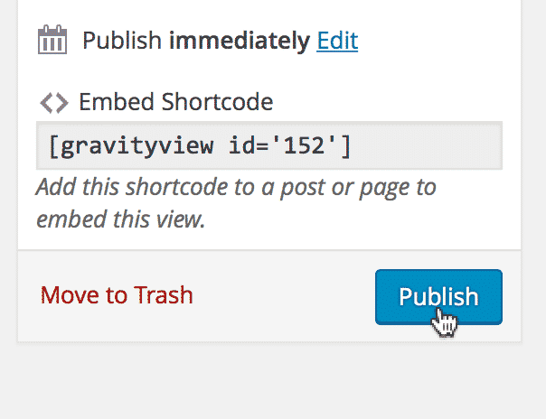 The Publish button on the View Editor page
