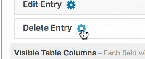 The Delete Entry field options gear icon being clicked