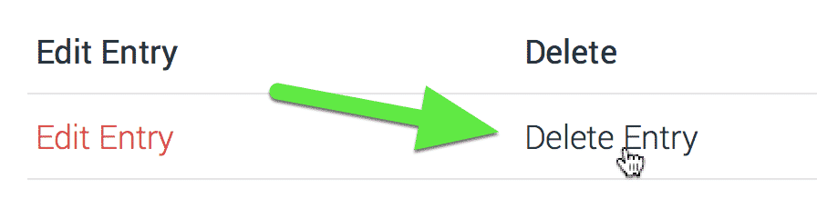 A link inside a Table view that says Delete Entry