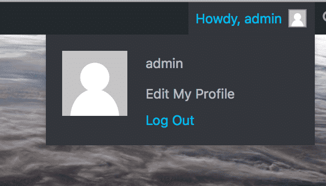 The Log Out link in the WordPress Toolbar