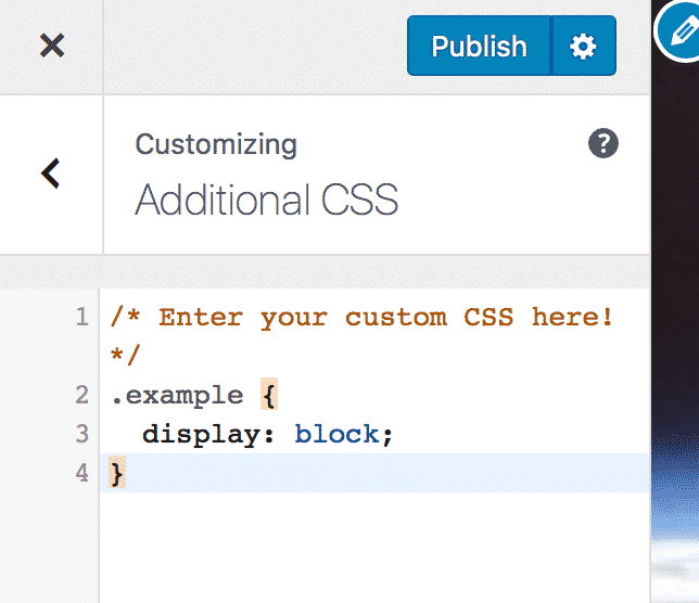 CSS code inside the CSS editor