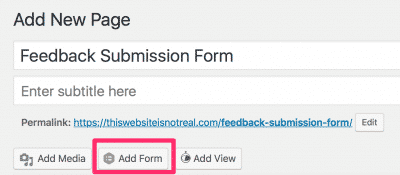 Add Form button, beneath the title bar.