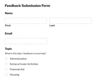 Preview of Feedback Submission Form