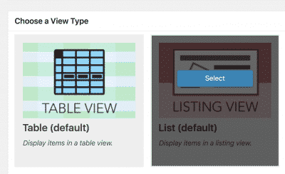 Listing View layout