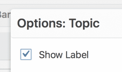 Show Label checkbox setting