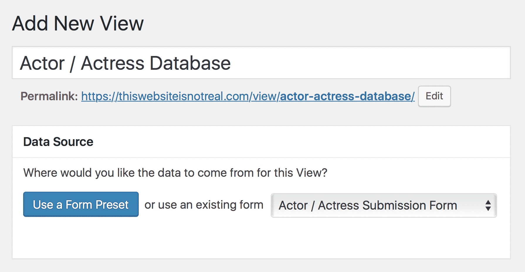 Creating a database of actors and actresses - GravityKit