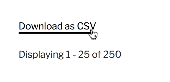 A link that says Down as CSV