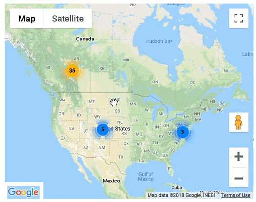 Clicking on a cluster zooms it in to the marker level