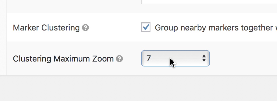 Scroll down some more and set the Clustering Max Zoom