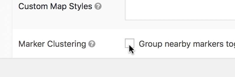Scroll to the bottom of the Map settings and check the Marker Clustering checkbox