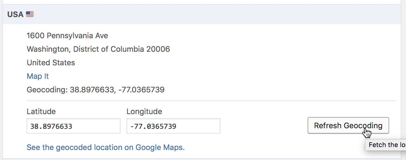 The refresh geocoding button