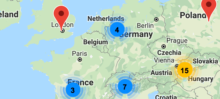 Where there are multiple markers, they will be clustered based on your settings.