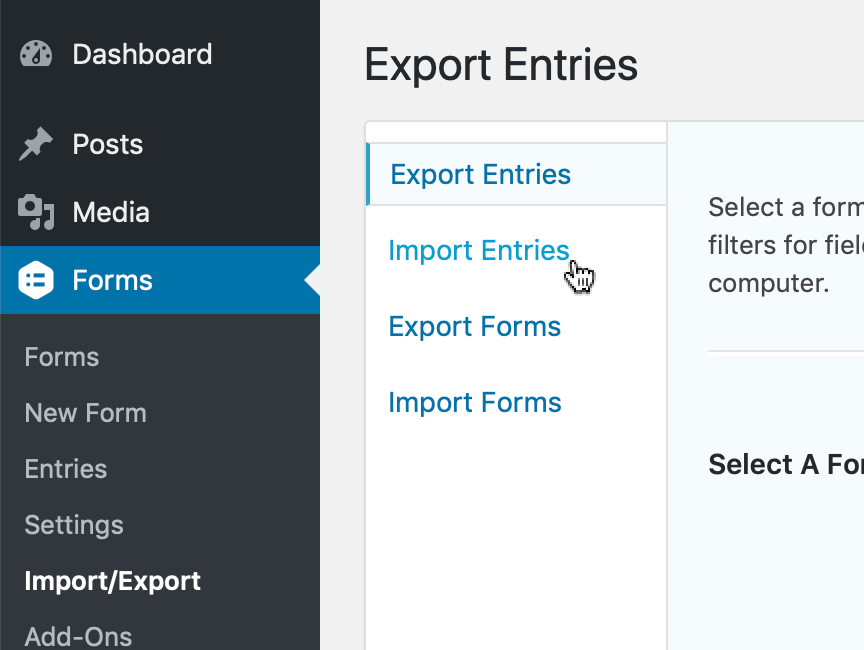 Click Import Entries