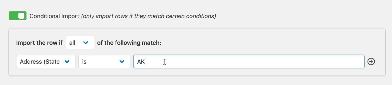 You can limit what is imported by enabling Conditional Import and defining rules