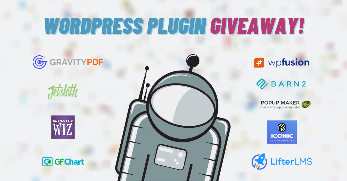 WordPress plugin giveaway! (Barn2, WP Fusion, Iconic, LifterLMS, Popup Maker, Gravity Perks, Gravity PDF, JetSloth, GFChart)