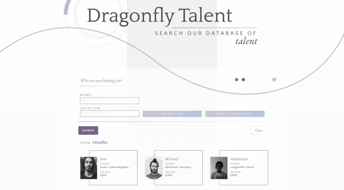 Gravity Forms front-end database search results for Dragonfly talent microsite