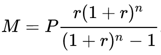 The formula used to calculate the monthly payment on a mortgage