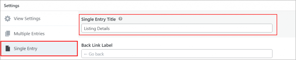 Customizing the single entry title