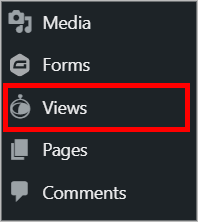 The Views menu item in the WordPress admin menu