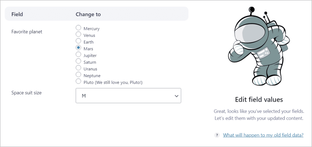 Updating fields in GravityActions