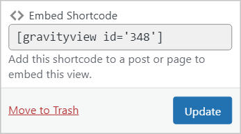 The GravityView embed shortcode