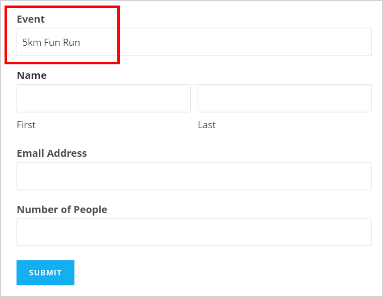 A Gravity Forms event registration form 