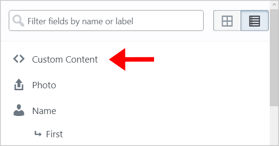 GravityView Custom Content field