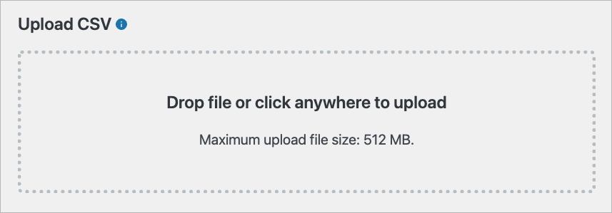Drop file or click anywhere to upload