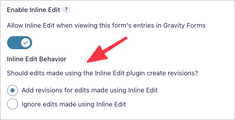 The new 'Inline Edit Behavior' settings on the form settings page