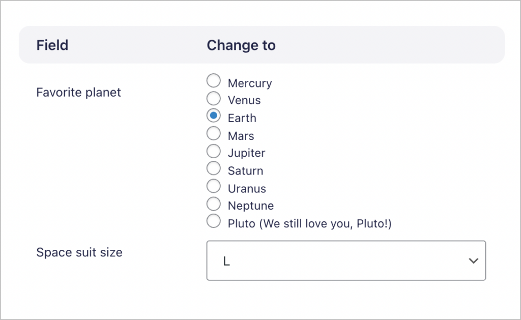 Updating field values in GravityActions