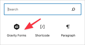 The Gravity Forms WordPress block