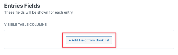 The '+ Add Field from Book List' button