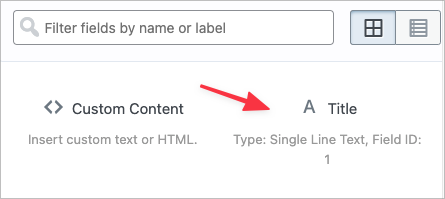 An arrow pointing to the 'Title' field
