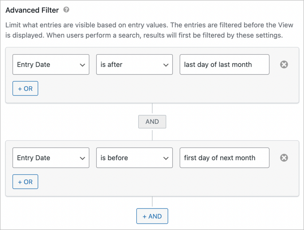 Advanced Filtering for GravityView - GravityKit 3 Using the advanced filter to filte entries by date
