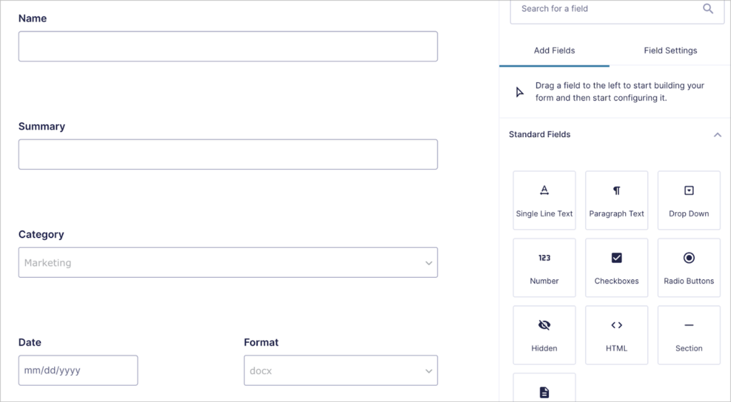 The Gravity Forms drag-and-drop form editor