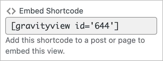 The GravityView embed shortcode