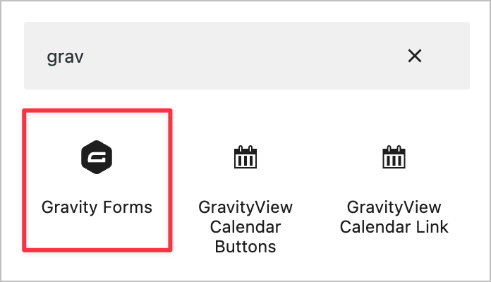 The Gravity Forms WordPress block