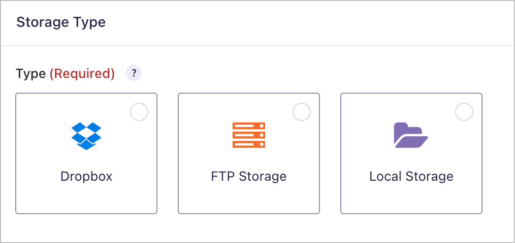 Available storage types for the GravityExport 'Save' feed - Dropbox, FTP or Local Storage.
