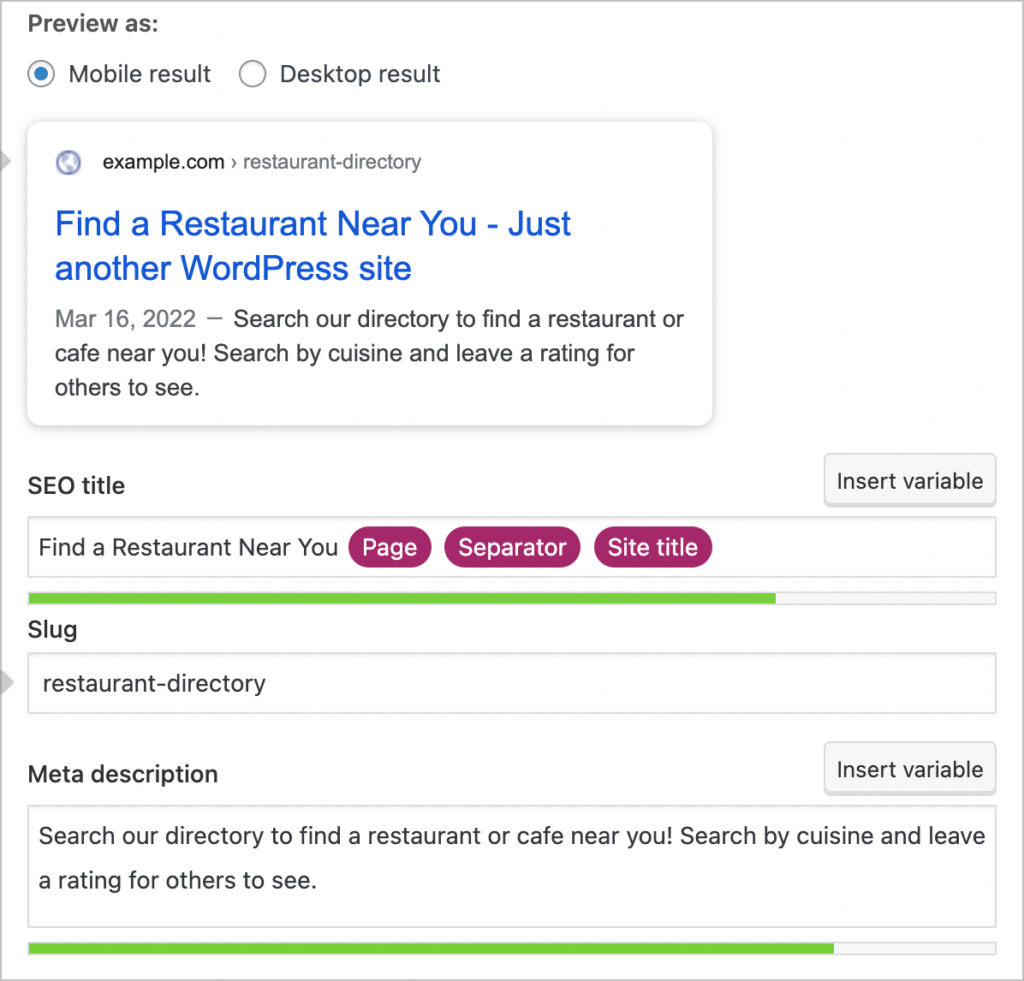 The Yoast SEO meta box