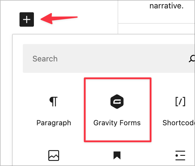 The Gravity Forms Gutenberg block