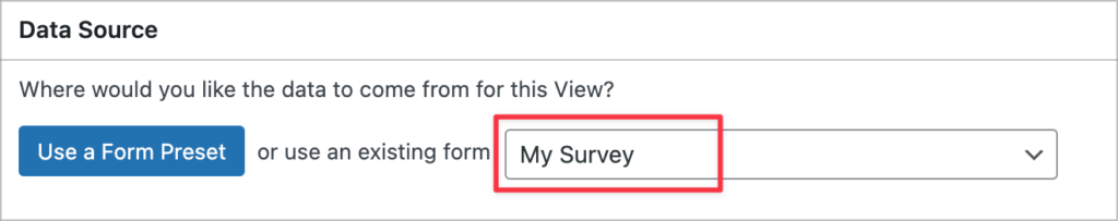 Choosing a data source when creating a new View in GravityView