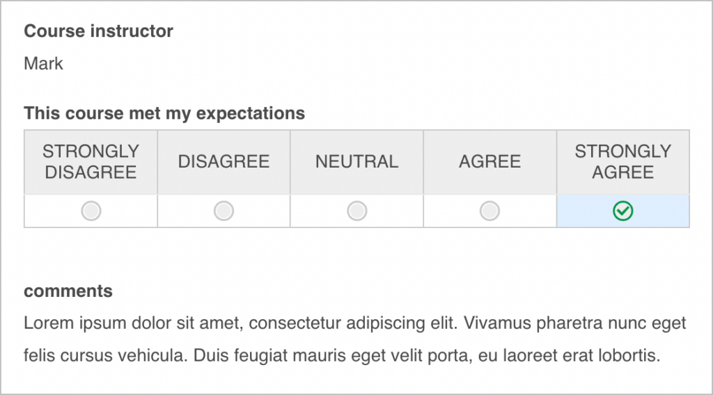 Survey responses displayed on the front end using GravityView