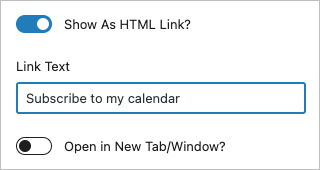 Changing the link text for the Calendar subscription link
